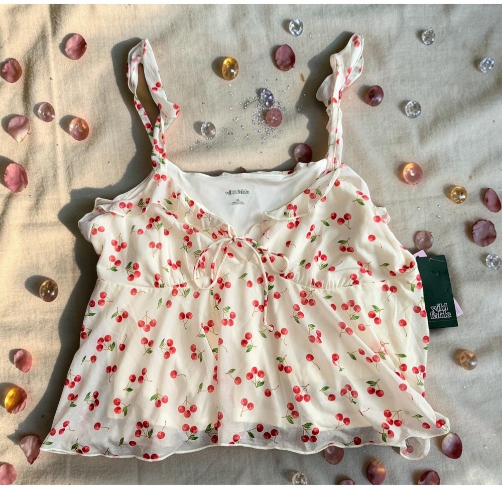 Wild Fable - Cherry Print Ruffle Cami Top - Womens XL - *NWT*